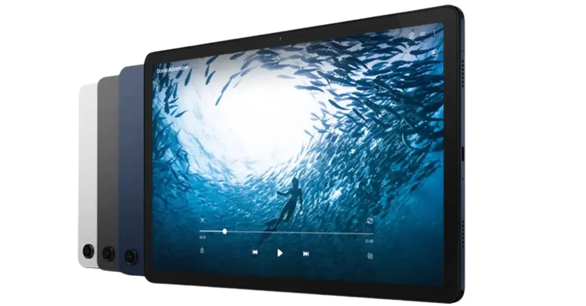 a rectangular device with a screen showing a person swimming underwater