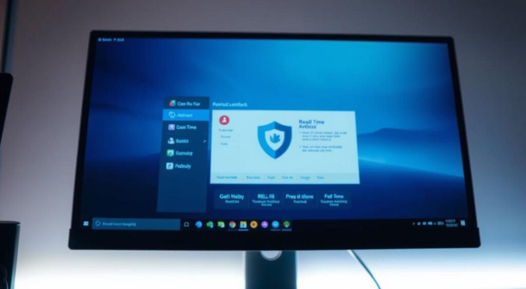 a computer screen with a blue screen