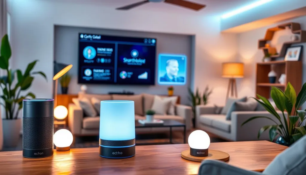 a room with a television with some alexa devices
