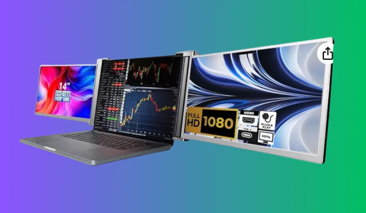 a laptop with multiple screens