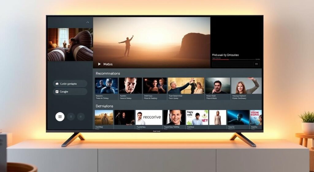 a television screen with a screen showing a group of people